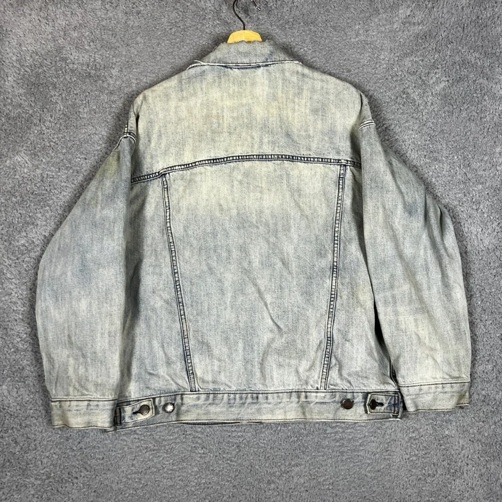 Free People Denim‎ Jacket Womens XS/S Good Distressed Acid Wash Trucker